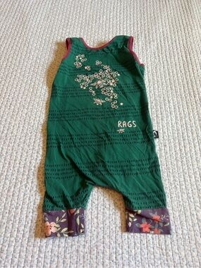 Rags Green Floral-Trim Kids One-Piece Bodysuit